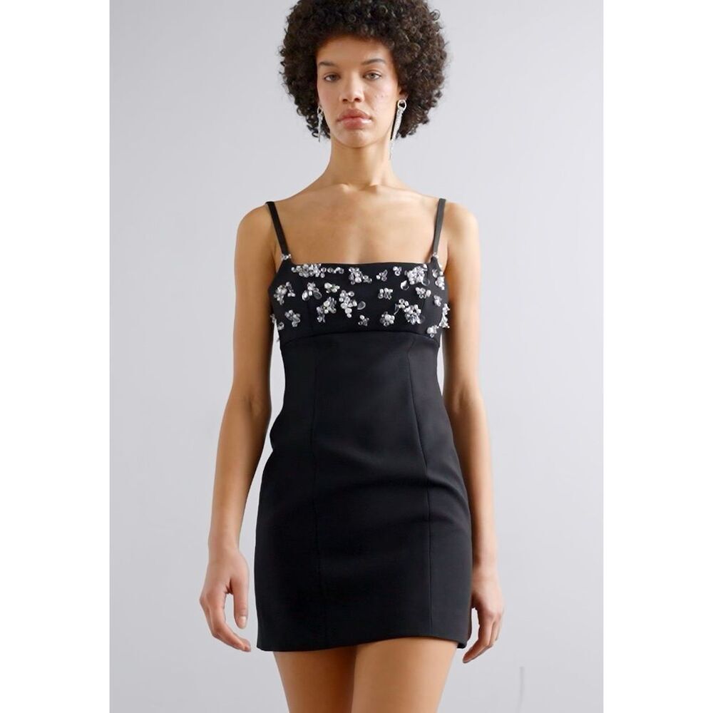Cinq à Sept Women's Black Embellished Mini Dress Size 8 NWOT DM1
